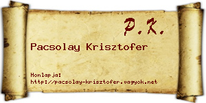 Pacsolay Krisztofer névjegykártya